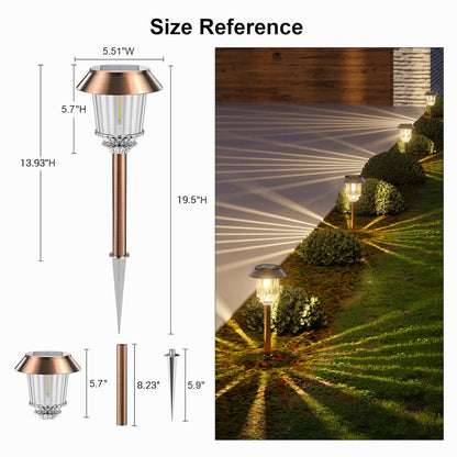 XMCOSY+ Solar Lights Outside Waterproof - 4 Pack Auto On/Off 10-40 LM Dimmable Outdoor Solar Lights for Yard Garden Pathway Driveway Walkway (Warm White)