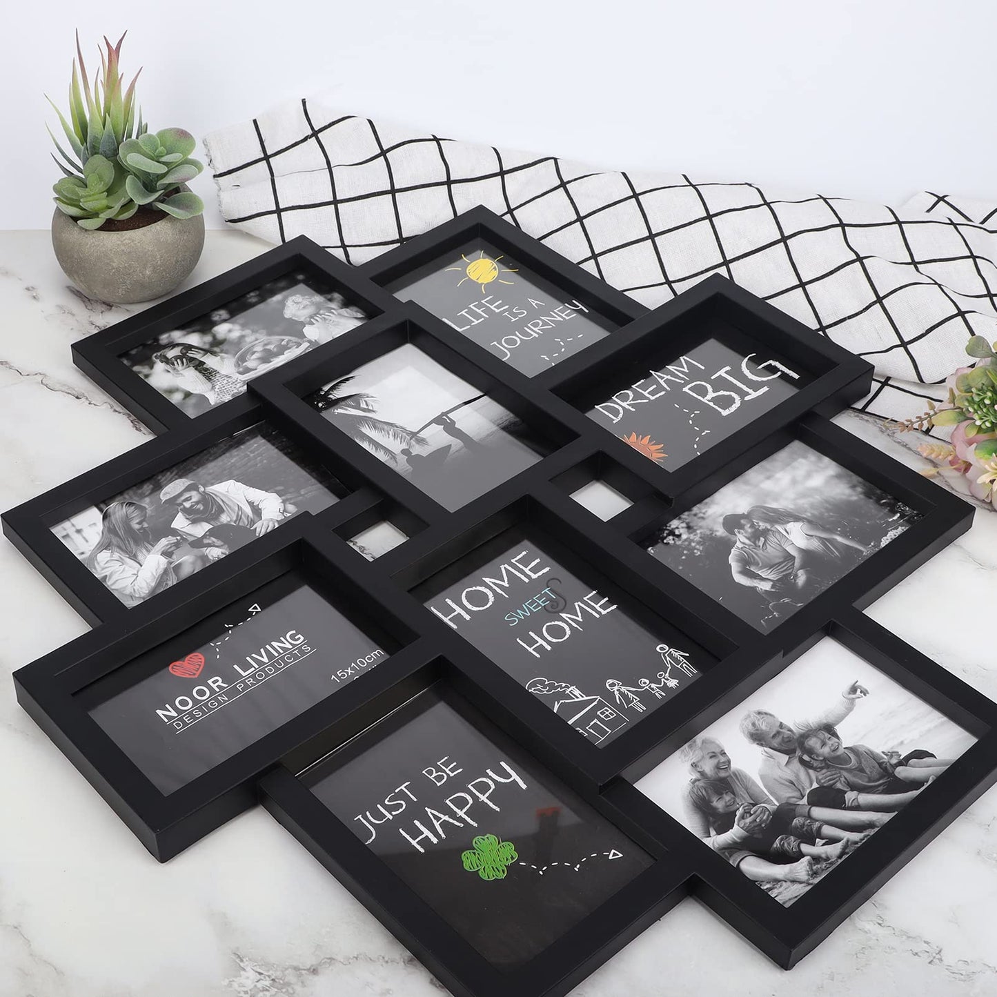 QUTREY 2 Pack 10 Opening 4x6 Collage Picture Frames Set for Wall Decor, Multiple Picture Frames Displays 4 by 6 Inch Photos，Black 4x6 Frames for Family Office Christimas Mother's Day