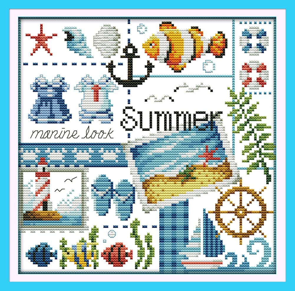 Awesocrafts 4 Pack Cross Stitch Kits, Four Seasons Easy Patterns Cross Stitching Embroidery Kit Supplies, Stamped or Counted (Four Seasons, Counted)