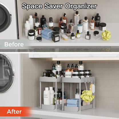 Ukeetap Multi-Purpose Pull-Out Storage Organizers - Under Sink & Cabinet Solutions | 12.8 Inch, Grey