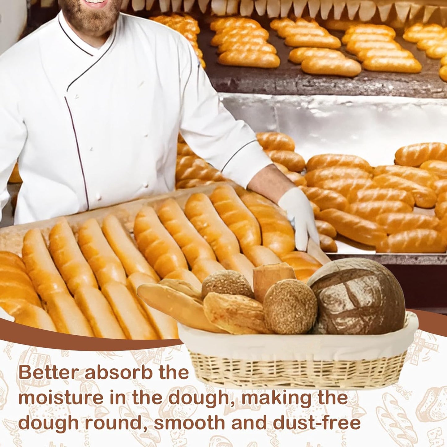 4 Pcs Banneton Bread Proofing Basket Linen Cloth Liners, 10 Inch Round and Oval Baking Dough Basket Cover for Home