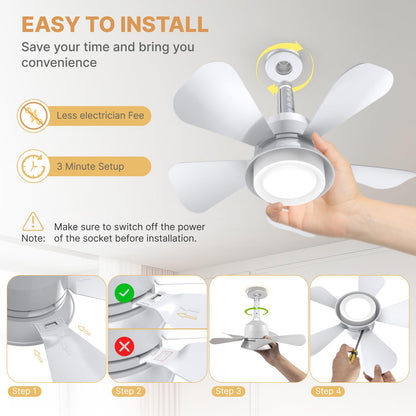 LITLISFlY White Ceiling Fan with LED Lights, 5-Level Dimmable Light, Low Profile Flush Mount Fan, Quiet Operation, Remote Control, 3CCT, Perfect for Bedroom, Kitchen & Patio