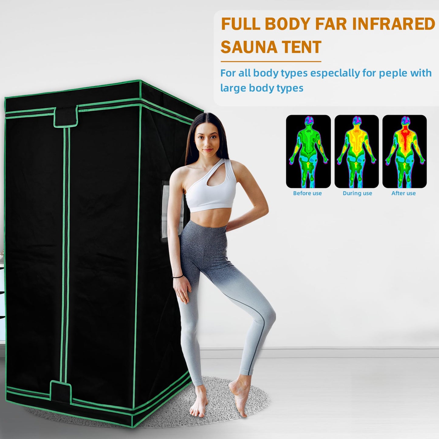 UTK Far Infrared Sauna, Full Size Portable Sauna with Natural Jade for Home Spa, One Person Infrared Sauna with Tourmaline Heating Foot Pad and Portable Sauna Chair for Relaxation Detox (104℉-141℉)
