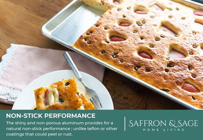Commercial Quality Cookie Sheet - Aluminum Half Sheet Baking Pan with Stainless Steel Cooling Rack | 13x18, Rust & Warp Resistant