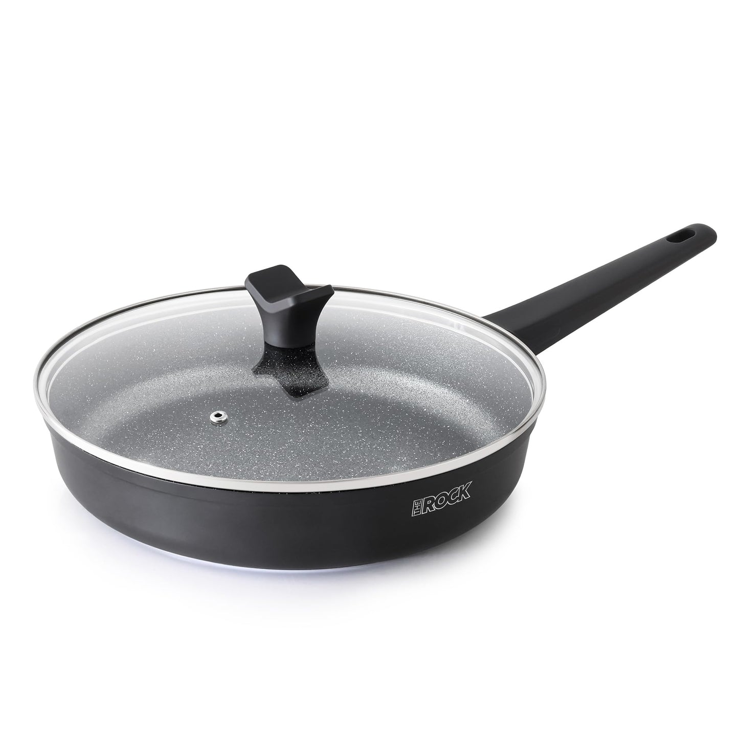 THE ROCK SOHO 11-Inch Non Stick Frying Pan with Lid – Nothing Sticks, Never Warps, Lasts Longer, Healthy Skillet with Heat-Resistant Handle, PFOA Free, Dishwasher Safe, Black
