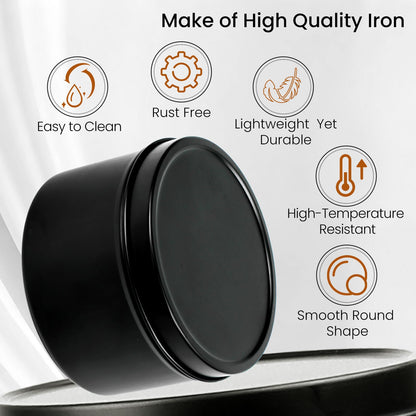CONNOO 24 Pack Candle Tins - 12pcs 8oz + 12pcs 4oz Matte Black Candle Jars with Lids for Making Candles, Bulk Empty Candle Containers with Sticky Warning Labels for Candle Making, Storage, and Gift