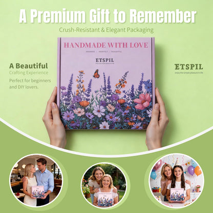 ETSPIL Beginner Embroidery Kit for Adults, 4K HD Video Tutorials, Pre-Printed Botanical Floral Designs, Essential Stitches & Bound Guide, Relaxing Screen-Free Activity for Women at Home