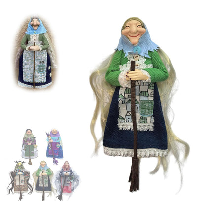 Handmade Kitchen Witch Doll, Good Luck Cooking Dolls Hanging Ornament, Unique Home Decor Figure on Broomsticks for Cooks, Festive Lucks Charm Decoration for Culinary Enthusiasts(B)
