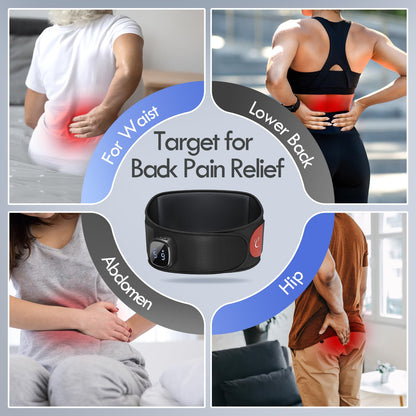 Comfytemp Cordless Portable Heating Pad with Massager for Lower Back Pain Relief, 9 Heat 5 Vibration 3 Intensity, FSA Eligible HSA Rechargeable Wireless Heated Waist Belt APP Control Gifts for Mom Dad