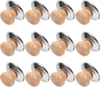 Cabilock 12pcs Wooden Pot Lid Knobs - Replacement for Cookware, Easy to Clean for Woks, Steamers, Soup Pots