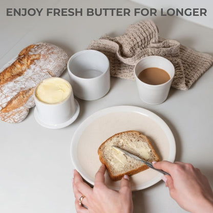 Countertop Beautiful Ceramic Butter Crock For Kitchen Premium Container with Water Seal is Perfect to Keep Your Butter