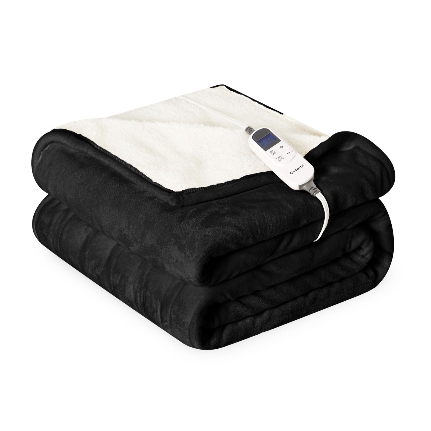 Heat Blanket 50”x60” Throw,Soft Flannel & Sherpa Reversible Electric Blanket with 10 Heat Settings,12 Timer Setting and 3 Hours Auto-Shut Off,ETL Certified Machine Washable,Light Brown