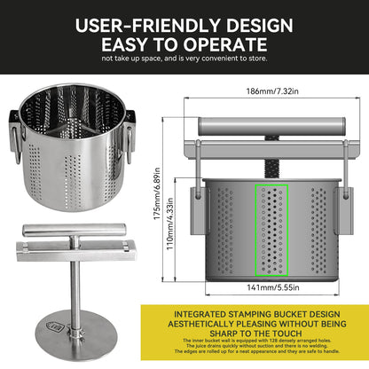 SQUEEZE master Stainless Steel Manual Vegetable Squeezer & Cheese Press,Food Press for Dumpling Filling, Spinach, Tofu, Herb & Fruit Juice-0.5 Gallons