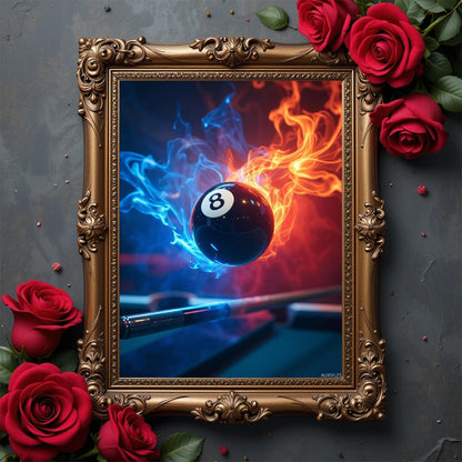 AUKVLZS Billiard Sphere Flaming Duel Diamond Art Kits for Adults, 5D DIY Full Drill Diamond Painting Kits for Adults Beginners, 12x16 in Diamond Painting Kit for Wall Home Decor (No Frame)