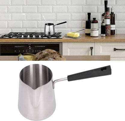 600ml Turkish Coffee Pot, Stainless Steel Milk Pot, High Temperature Resistant Butter Warmer with Cleaning Brush
