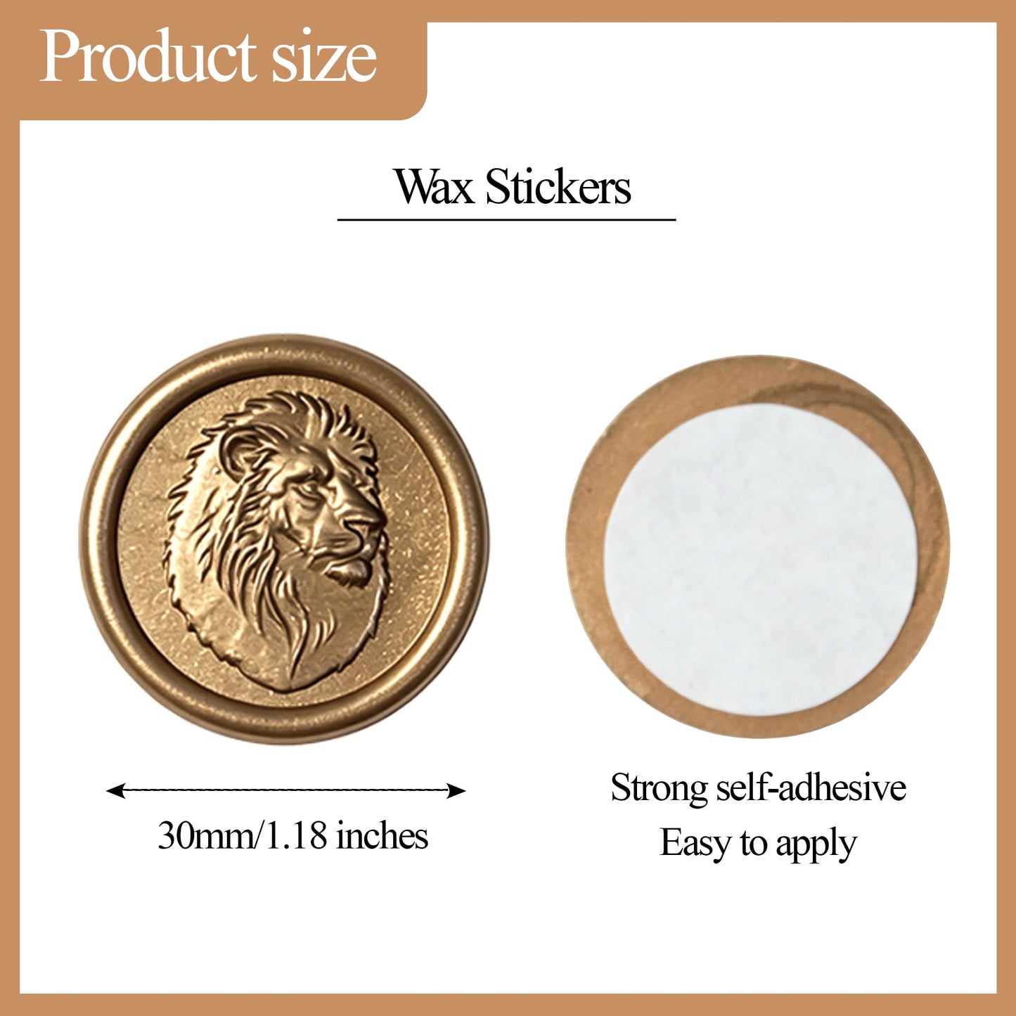 Mceal Wax Seal Stickers - 50 Pcs Gold Cat 3D Embossed Stickers with Strong Adhesive 30mm/1.18Inches Diameter for Invitation Gift Wrapping Christmas Holiday