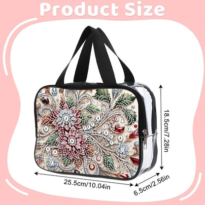 LSQFS DIY Diamond Painting Toiletry Bag, Large Clear PVC Cosmetic Organizer, Portable Travel Makeup Pouch with Rhinestone Decor, Diamond Art Kit for Adults, Ideal Gift for Women and Craft Lovers