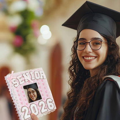 ForraFun Pink Graduation 2026 Scrapbook Album 8" x 8" Class of 2026 Senior Year Memory Book DIY Kit Photo Album Scrapbook for Senior High School College Graduates Customized Graduation Gift 60 Pages