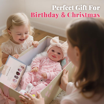 BABESIDE Reborn Baby Dolls Sunny - 17 Inch Cute Realistic Baby Doll with Soft Cloth Body, Poseable Real Life Baby Dolls with Bottle and Accessories for 3+ Years Old Girl Gifts, Pretend Play