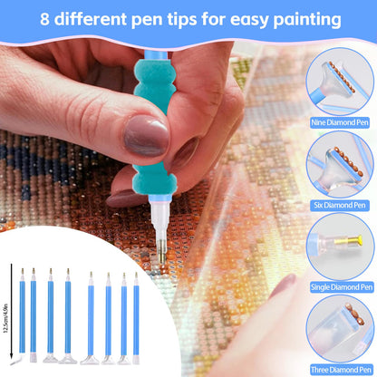 DNSGOOR 186Pcs All Inclusive Diamond Art Accessories Kit Diamond Painting A4 LED Light Pad Set with Diamond Art Sealer Glue Stand Storage Case Pens 5D Painting Tools for DIY Drill Craft
