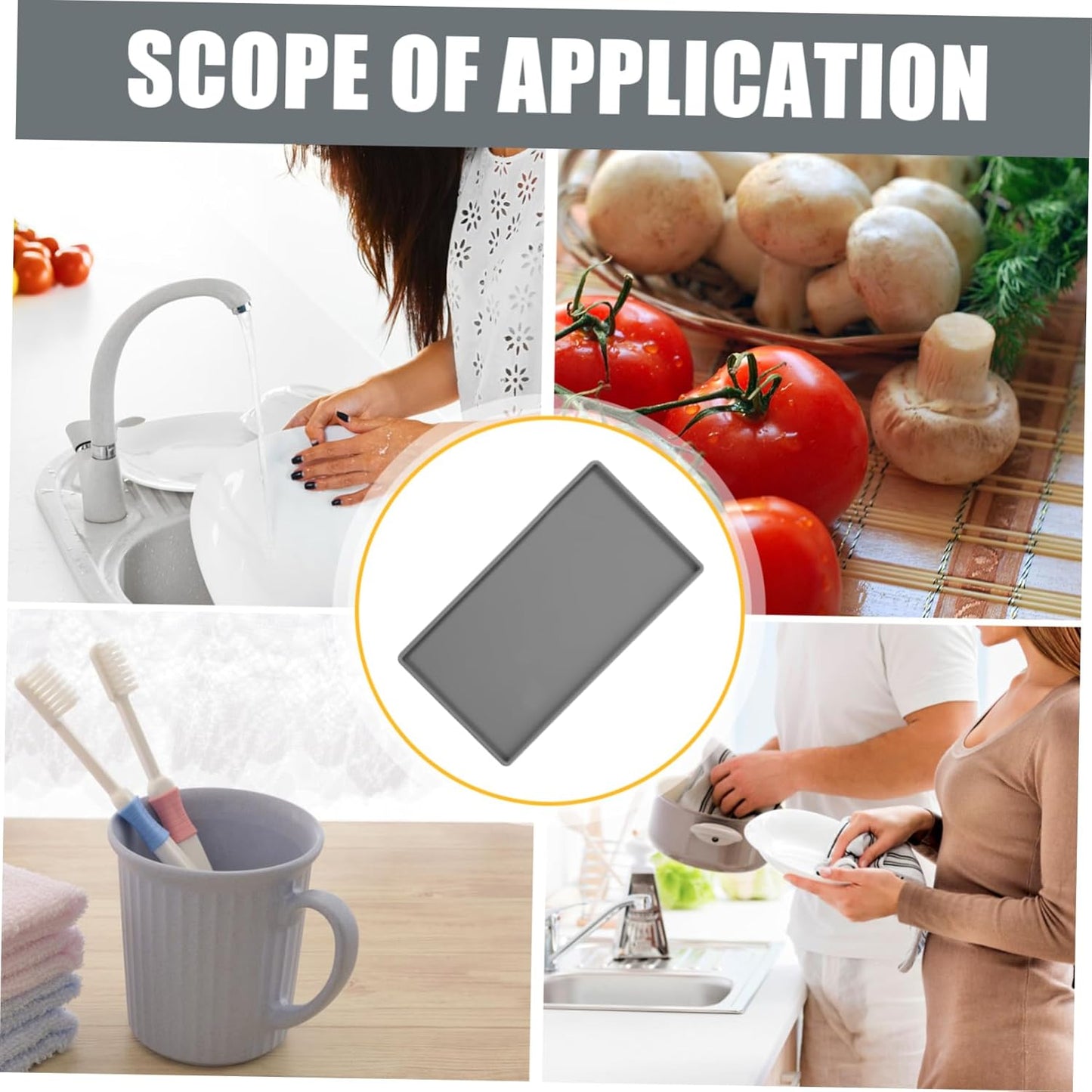 Non-Slip Silicone Vanity Tray, Rectangle Jewelry Tray, Mini Desk Organizer for Toilet, Sink, Soap Coaster