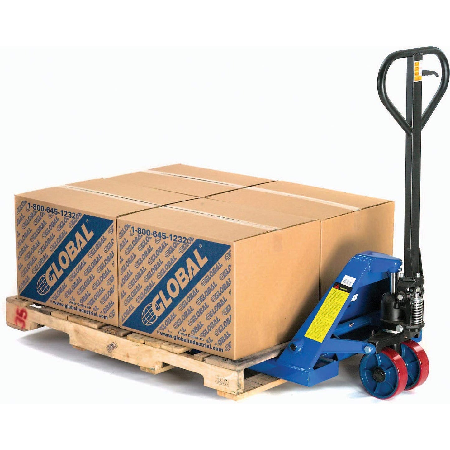 Global Industrial Low Profile Narrow Fork Pallet Jack Truck with 21" W x 48" L Forks, 4500 Lb. Capacity, Manual Duty Truck for Warehouse, Manufacturing and Retail