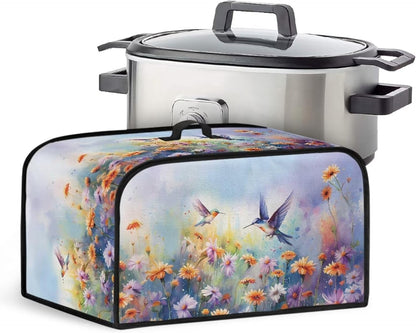 Two Hummingbirds Slow Cooker Cover, 6-8 Qt Flower Bush Dust Cover for Kitchen Small Appliance Decor