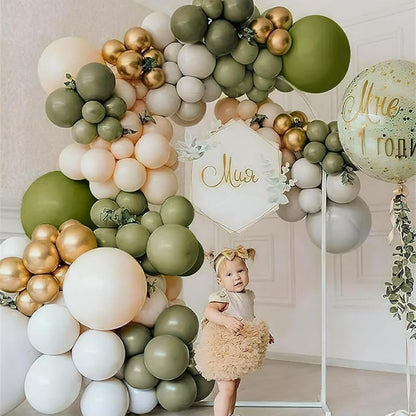 PartyWoo Sage Green Balloons - 127-Piece Latex Balloon Arch Kit for Weddings & Birthdays | Olive Boho Decor