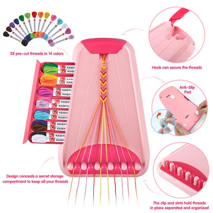 Friendship Bracelet Making Kit for Girls Ages 8-12, Kids Jewelry Making Kit with 28 Pre-Cut Threads and Letter Beads, Arts and Crafts for Kids, Birthday Easter Gifts for 6 7 8 9 10 11 12 Year Old