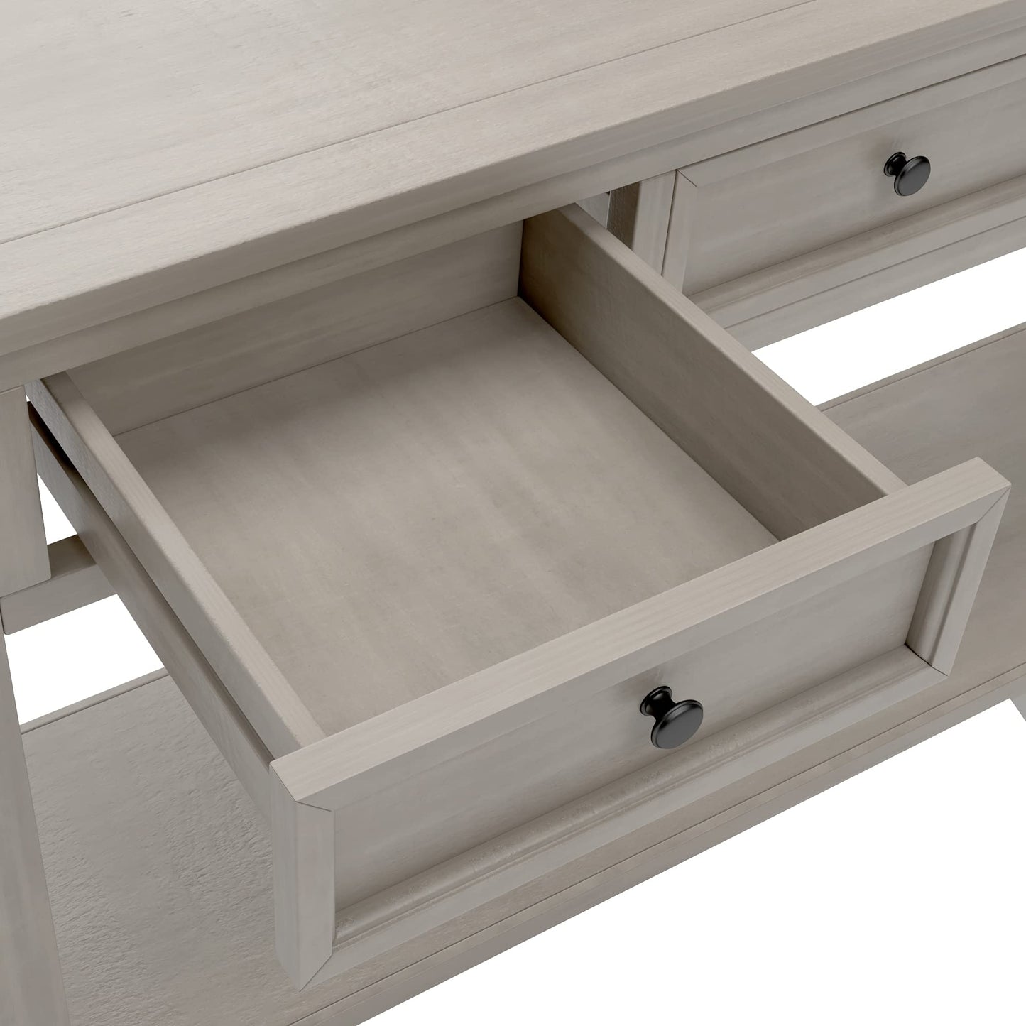 Jintop Solid Wood Console Sofa Table with 4 Drawers and Tabletop,Bottom Shelf for Entryway Hallway or Living Room,Space Saving,Easy to Assemble,Gray Wash,63" L×14" W×30" H