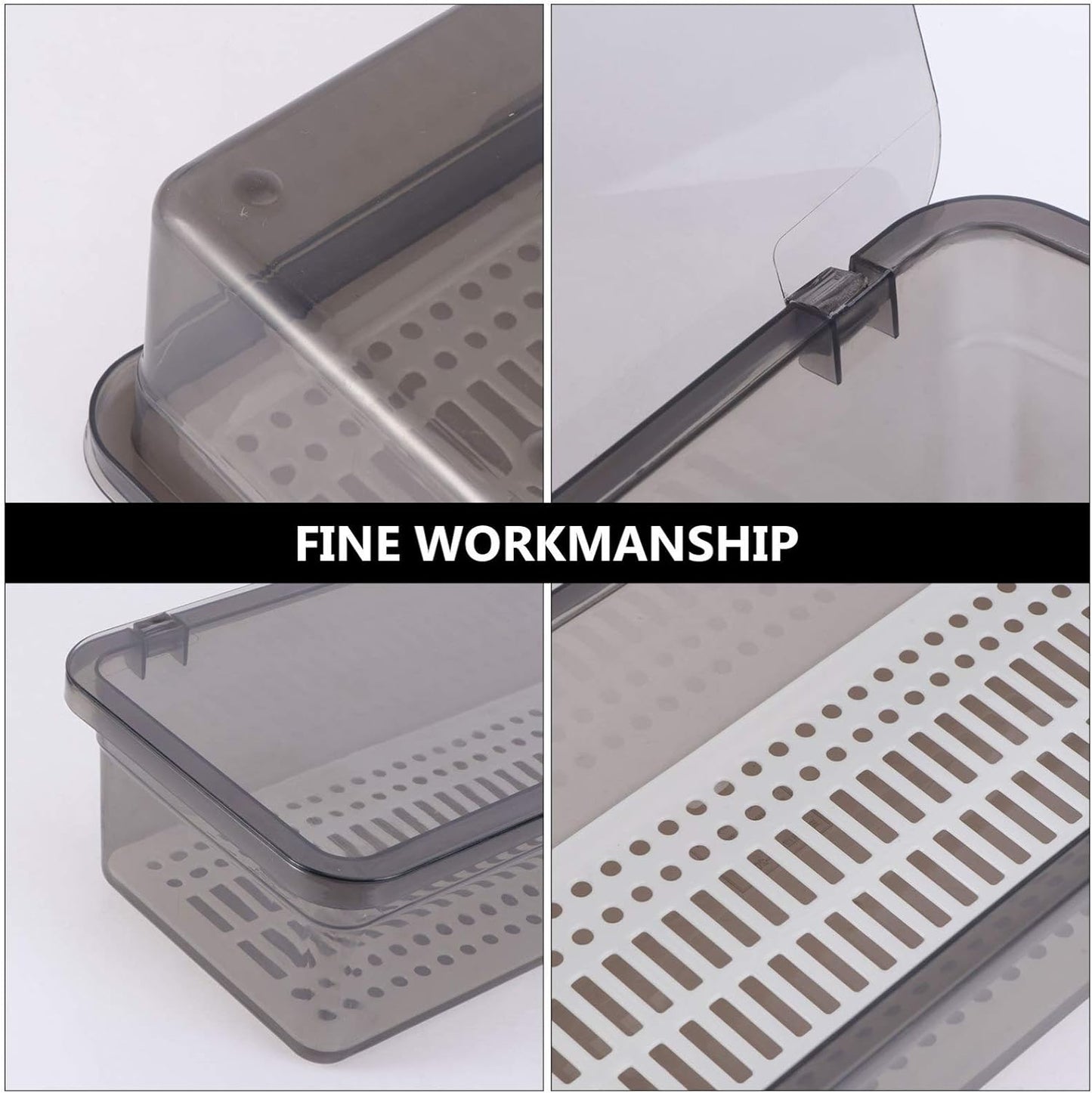 Cabilock 2pcs Flatware Tray with Lid, Kitchen Cutlery Tray and Utensil Drawer Organizer, Silverware Storage Container
