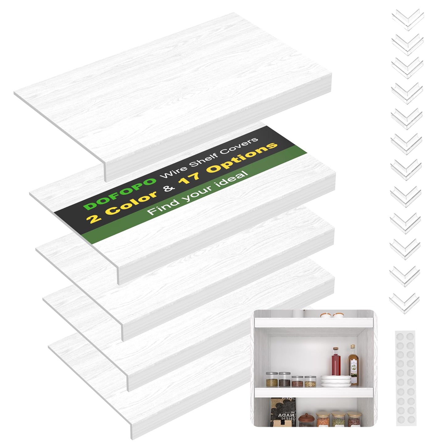 DOFOPO Wire Shelf Cover,Wire Rack Covers for Pantry PVC (Not Wood) Shelf Liners for Cabinet Kitchen Pantry Shelves(Wood Color,30x16 inch)