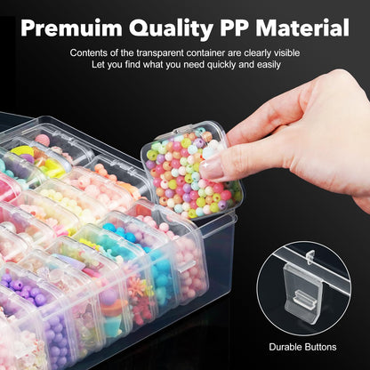 DILIBRA Bead Organizer Box, 62 Pcs Small Bead Organizers and Storage Plastic Cases, Mini Clear Diamond Painting Storage Containers Boxes with Hinged Lid for Jewelry, Bracelet, Seed, DIY Crafts