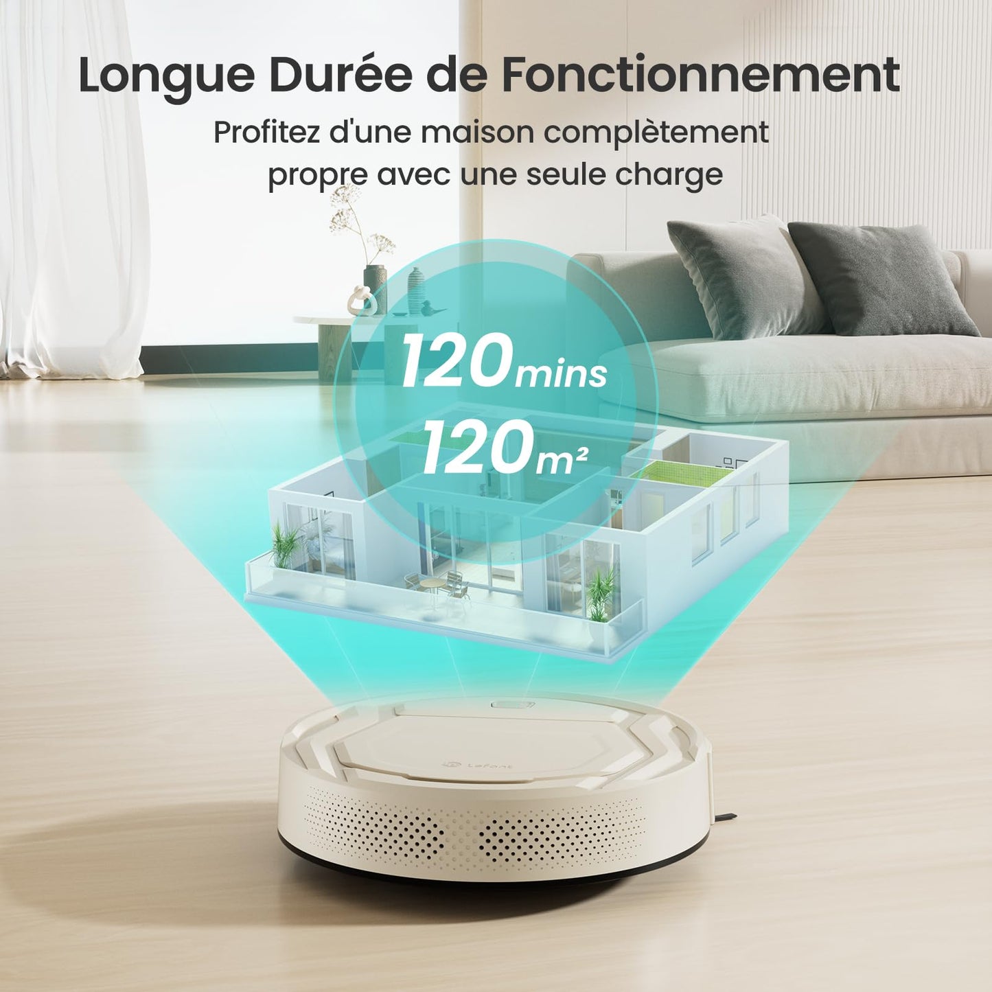 Lefant M210 Pro Robot Vacuum, Slim Quiet, 3 Adjustable Suction Levels, 6 Modes, Robot Vacuum Cleaner for Pet Hair, Hard Floors & Low Carpets, Self-Charging, WiFi/App/Alexa Control, Gray
