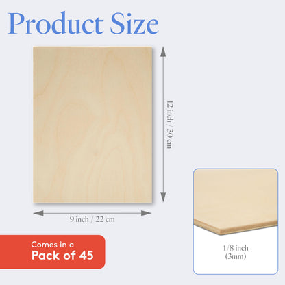 3 mm Baltic Birch Plywood 1/8 x 9 x 12 Inch, Box of 45 B/BB Grade Craft Wood, Stronger Than Basswood Sheets, for Laser, CNC Cutting and Wood Burning, by Woodpeckers