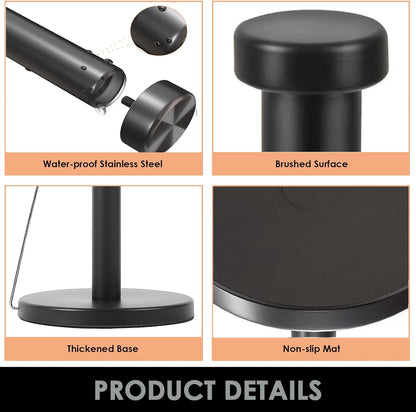 Paper Towel Holder, Stainless Steel Countertop Dispenser for Kitchen and Dining Room - Black
