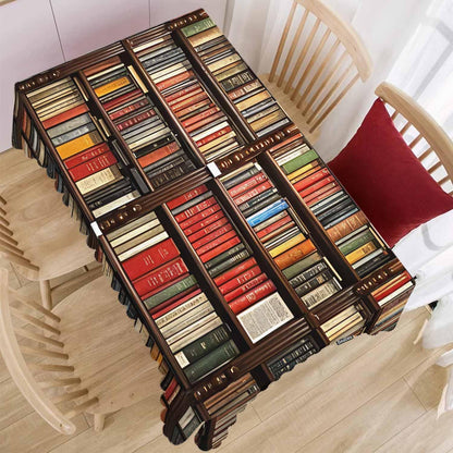 Beabes 52x70 Inch Tablecloth Bookshelf, Library Bookshelves Books Rectangular Table Cover Kitchen Table Cloth