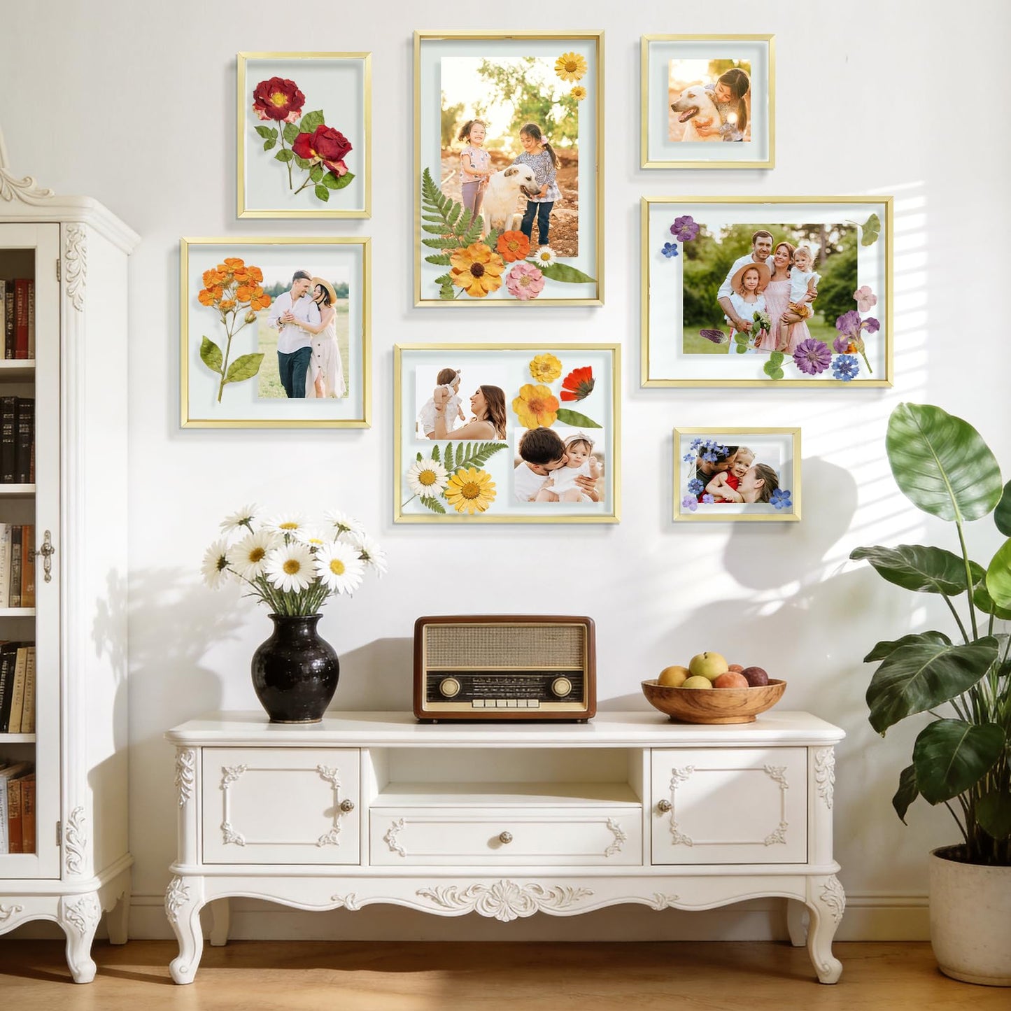 Golden State Art, 12x16 Floating Frame, Gold Aluminum Picture Frame, Clear Glass Display Any Size Photo up to 12 x 16, Home Gallery Wall Decoration, Display Horizontal and Vertical