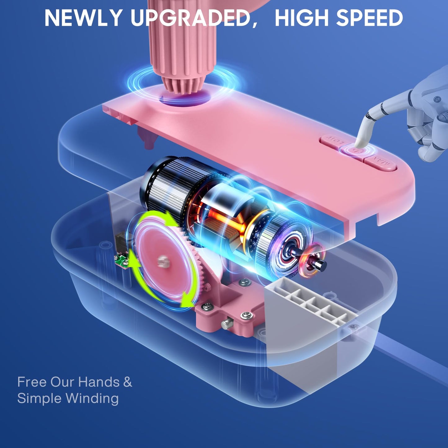 Electric Yarn Winder for Crocheting High Speed, Upgrade Three Gears Adjustable 4-10oz Large Capacity Automatic Yarn Ball Winder, Yarn Spinner, The Helper for Knitting Enthusiast, Pink