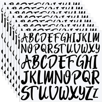 TaoBary 416 Pcs Letter Stickers, 8 Sheets Cursive Alphabet Stickers, 2''& 3'', 2 Size Waterproof Vinyl Self-Adhesive Letter for Graduation Cap Scrapbook DIY Craft Window Door Mailbox Classroom, Black