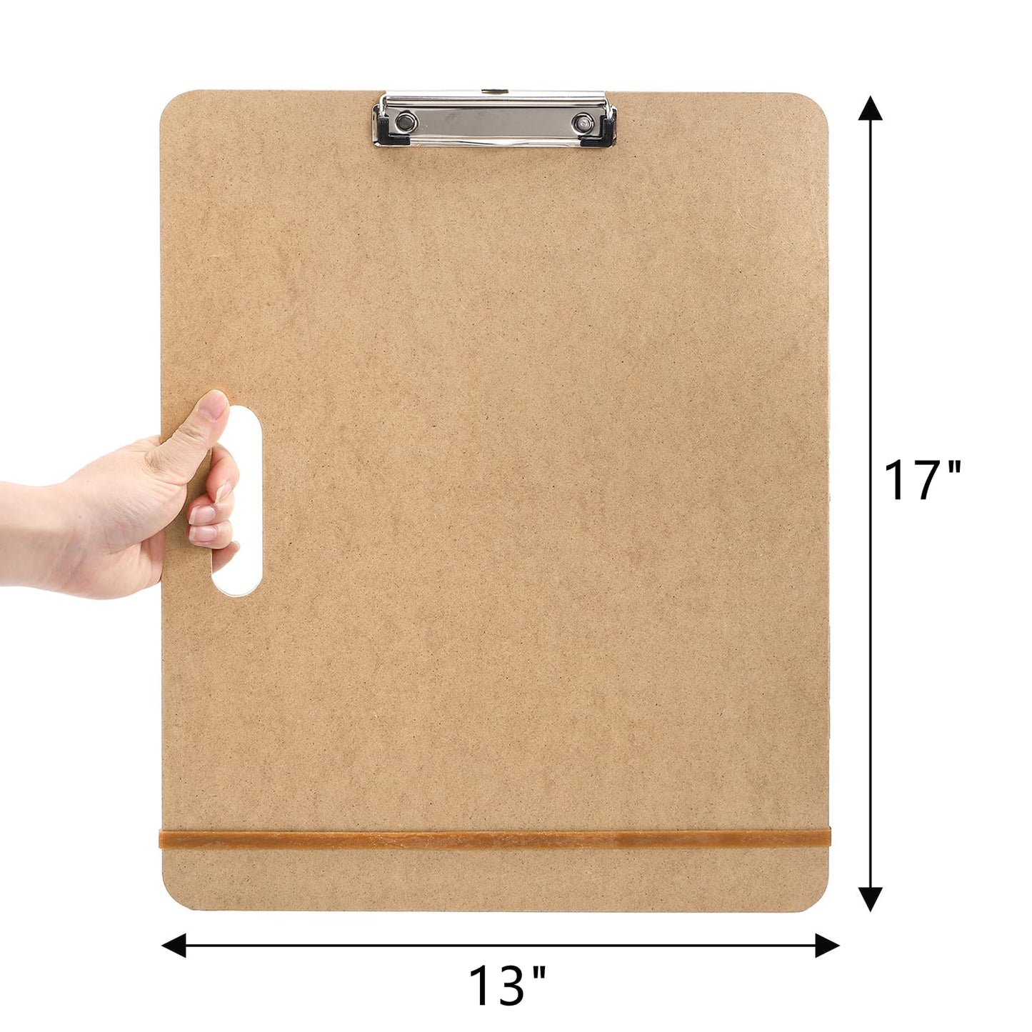 Frcctre 4 Pack 13x17 Inch Artist Sketch Boards with Handle, Portable Wooden Artist Drawing Boards Art Clipboards with Clip and Rubber Bands for Class or Studio Sketching, Drawing, Painting