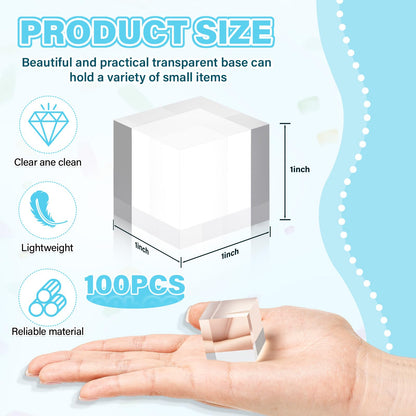 RattanView 50 Pcs Clear Acrylic Blocks 1" x 1" x 1" Acrylic Display Stands Base Square Cubes Clear Polished Cube Plastic Risers Ring Showcase Holder Base for Jewelry Display Photography Props