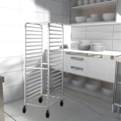 HALLY SINKS & TABLES H Bun Pan Rack 20 Tier with Wheels, Commercial Bakery Racking of Aluminum for Full & Half Sheet - Kitchen, Restaurant, Cafeteria, Pizzeria, Hotel and Home, 26" L x 20" W x 69" H