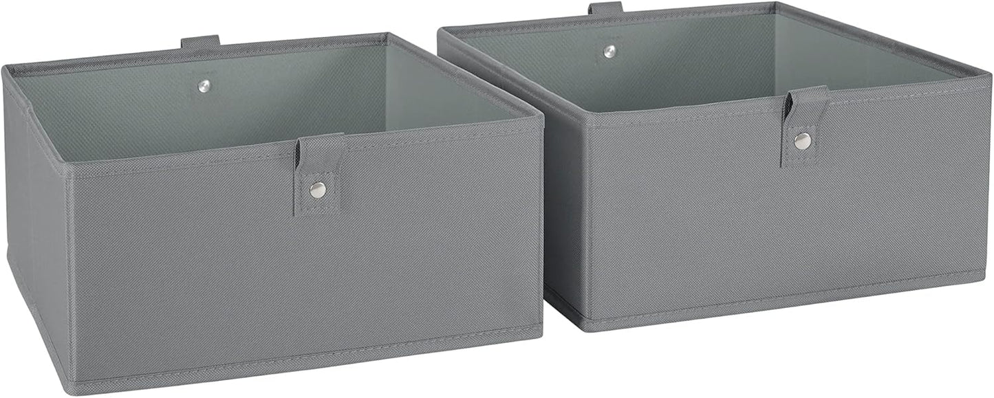 RiverRidge Kids Folding Storage Bin Set - 2pc 10.5in W x 5in H, Gray