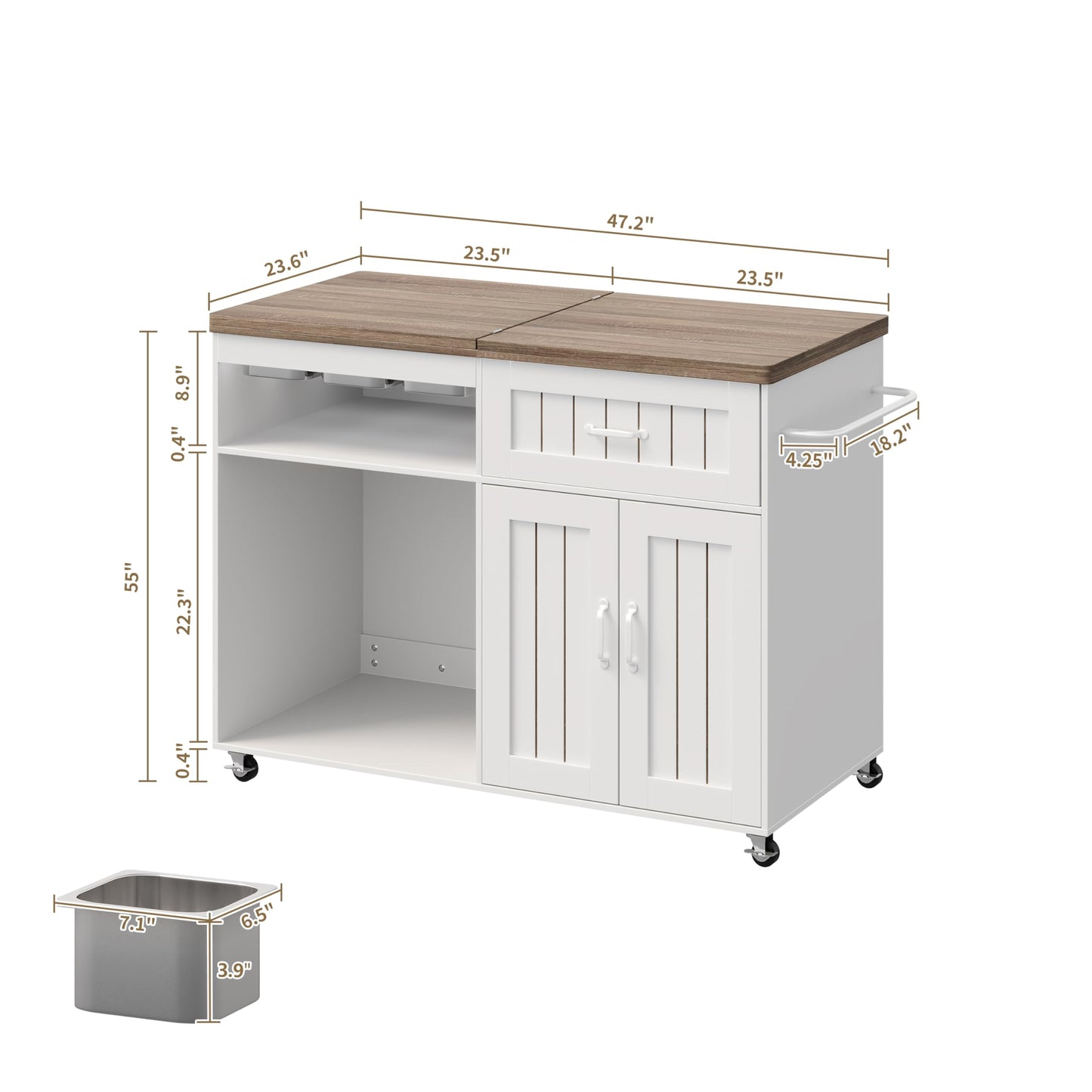 Zethvax 47.2" Foldable Charcuterie Cart with Stainless Steel Food Pans, Dessert Cart with Drawer & Storage Cabinet,Mobile Salad Bar Buffet Station for Home & Party (47.2")