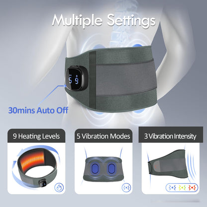 Comfytemp Cordless Portable Heating Pad with Massager for Lower Back Pain Relief, 9 Heat 5 Vibration 3 Intensity, FSA Eligible HSA Rechargeable Wireless Heated Waist Belt APP Control Gifts for Mom Dad