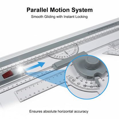 A3 Portable Drawing Table Board with Clear Rule Parallel Motion and Angle Adjustable Measuring System, Multi-Function Metric Drawing Board Drafting Table for Engineering Students