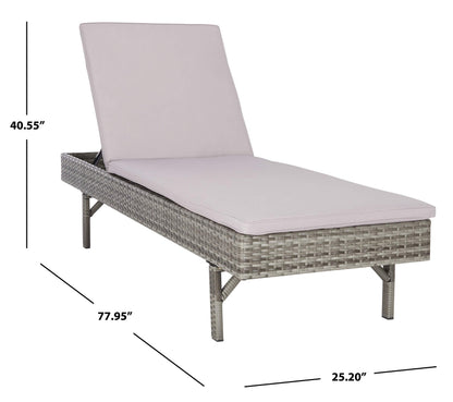 SAFAVIEH Outdoor - Cam Chaise Lounge Chair - Grey & Grey - Faux Wicker Rattan & Steel Frame with Cushion - Modern Adjustable Design - Ideal for Patio, Deck, Poolside, Backyard (PAT7501B)
