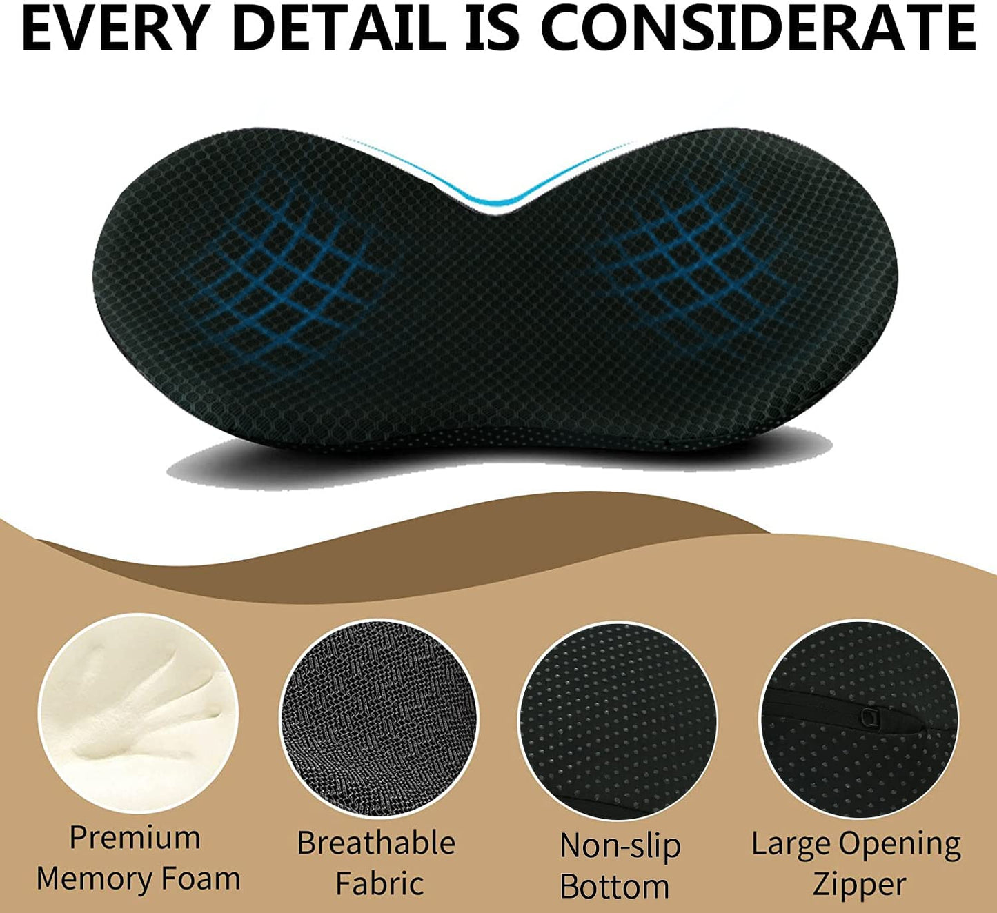 Livtribe Car Seat Cushion - Memory Foam Car Seat Pad - Sciatica & Lower Back Pain Relief - Car Seat Cushions for Driving - Road Trip Essentials for Drivers(Black)