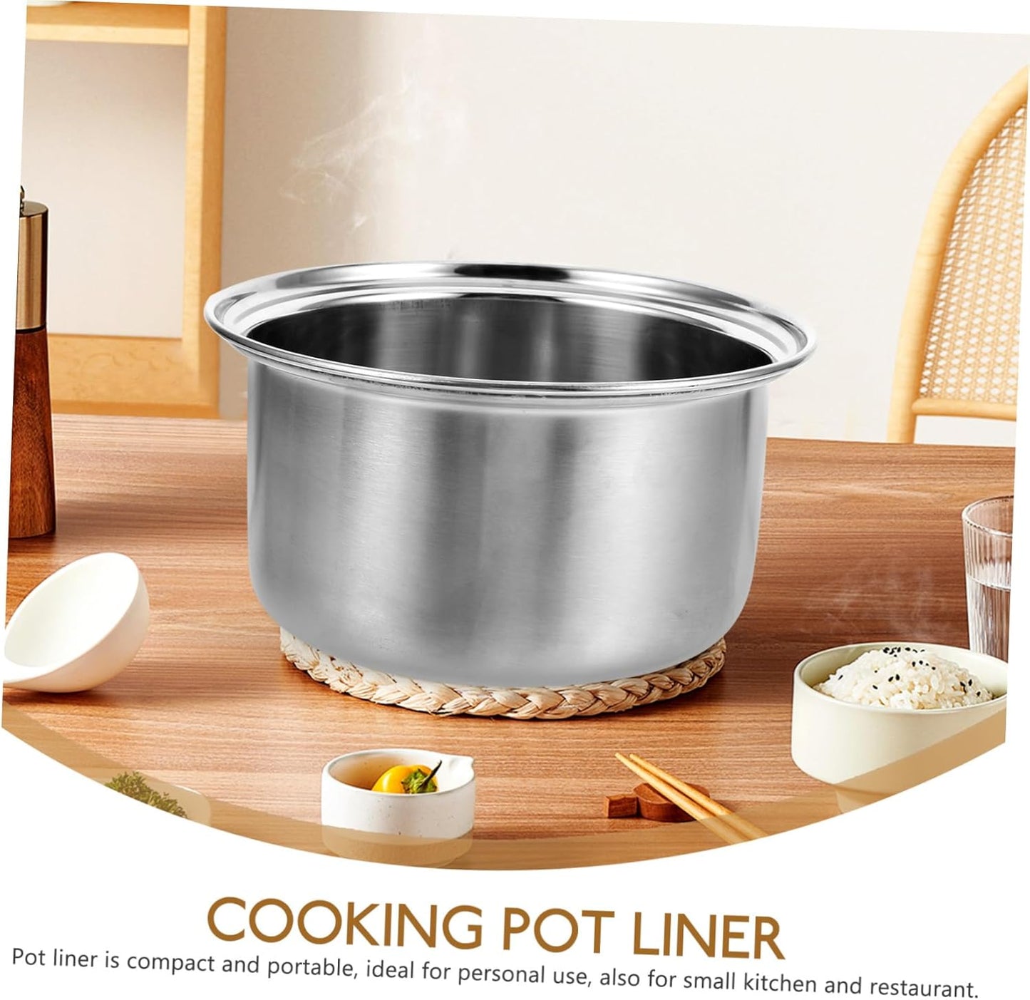 Ciieeo Small Hot Pot Liner, Stainless Steel Cookware Rice Maker Pan, Nonstick Cookware Rice Inner Tank, Rice Cooker